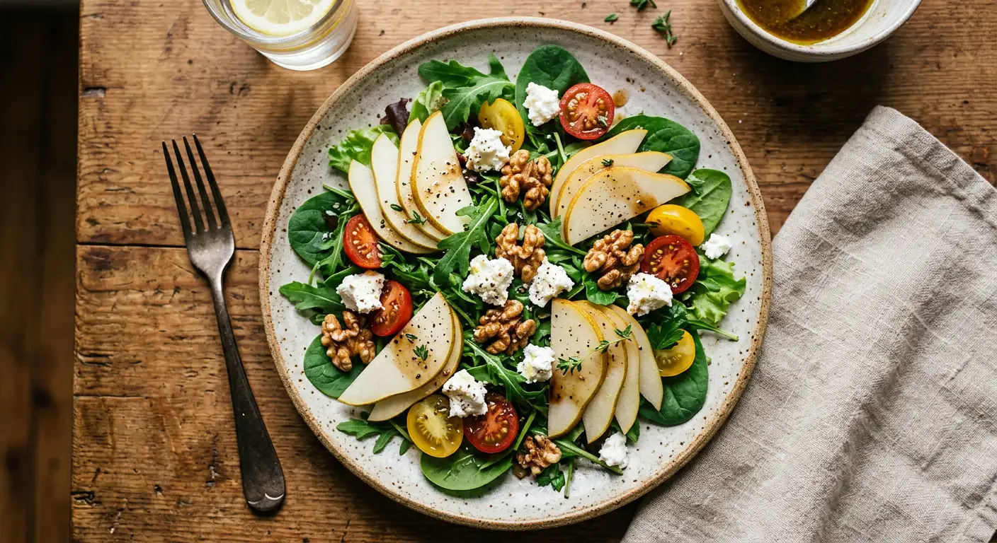 Salată cu brânză de capră și nuci – rețetă rapidă